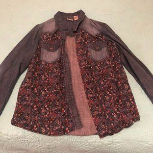 Denim Flowery Button Up Shirt